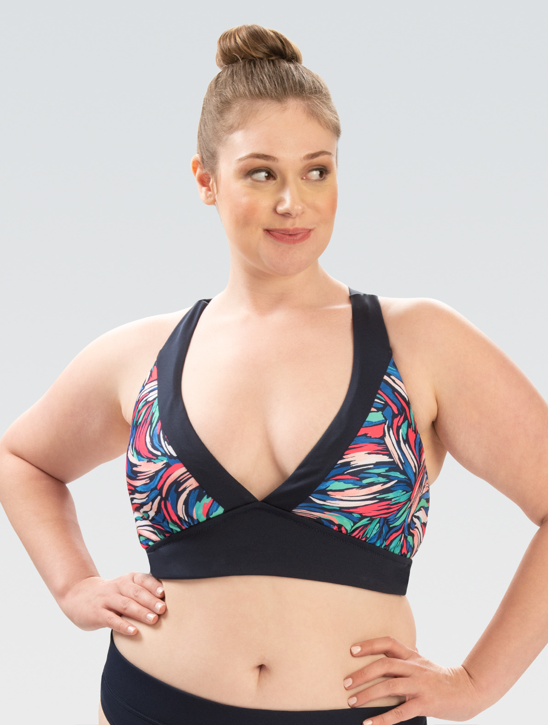 Women s Aquashape Bliss Printed V Neck Bikini Top Dolfin Swimwear